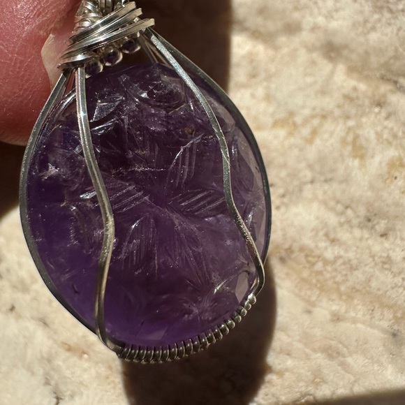 Sterling Silver Faceted Cut Natural Amethyst Necklace Pendant - Picture 7 of 9
